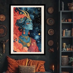 Carta de tarô de força | decoração de parede | impressão de belas artes | arte de IA | gerada por IA | estilo de tinta a óleo de álcool em aquarela | desenho de cores vibrantes