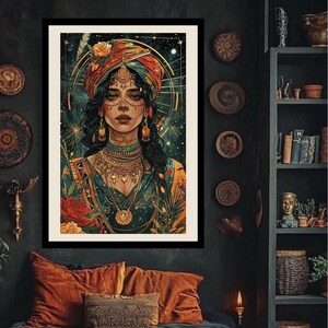 Carta de tarô The Empress Tarot | impressão de belas artes | arte de IA | gerada por IA | estilo de tinta a óleo com álcool e aquarela | desenho em cores vibrantes