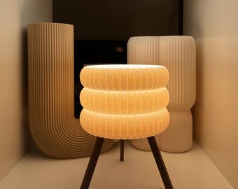Modern 3D Printed Table Lamp: Sora Desk Light - Beige or White