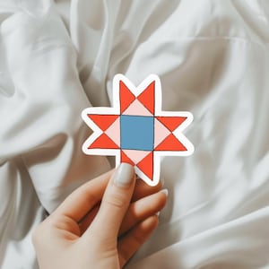 Ohio Star Quilt Block Vinyl Sticker, Waterproof Sticker, Sewing Water Bottle Sticker, Sewing Decal, Sewing Laptop Sticker, Quilting Sticker
