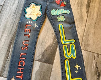 Hand painted Children Denim Jeans-Customizable-You Supply The Jeans-You Customize the Design-Painted Jeans