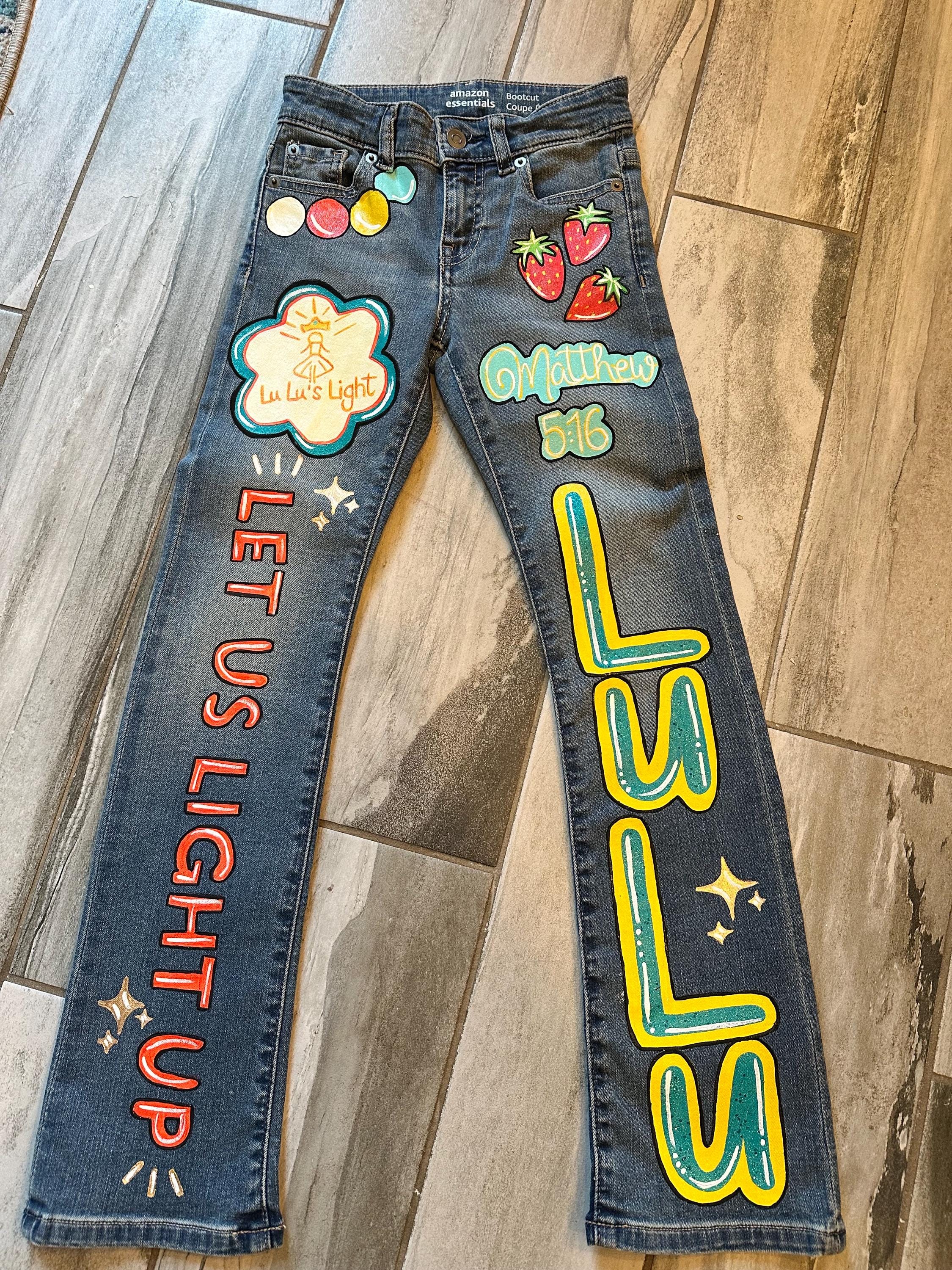 Hand Painted Children Denim Jeans-customizable-you Supply the