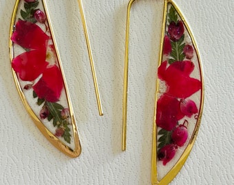 Small hoop earrings press flower earrings resin hoop earrings handmade earrings handmade jewelry