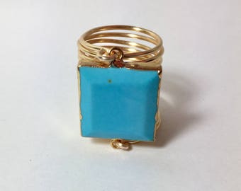 Turquoise ring. Wire wrapped ring. Boho chic jewelry. Statement ring. Handmade jewelry.