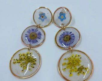 Press natural flower earrings statement resin earrings