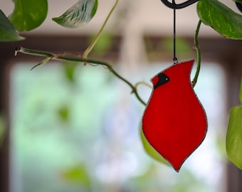 Cardinal Stained Glass Suncatcher | Memorial Gift | Hanging Ornament | Bird Lover | Sympathy