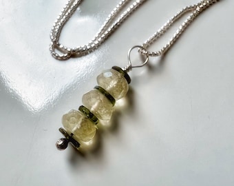 Moldavite and Libyan Desert Glass Pendant