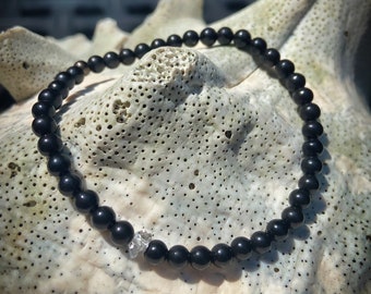 Shungite Bracelet - Herkimer Diamond, Skull or Letter