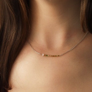 Green Tourmaline and Herkimer Diamond Lucky #13 Necklace - Minimalist - Dainty