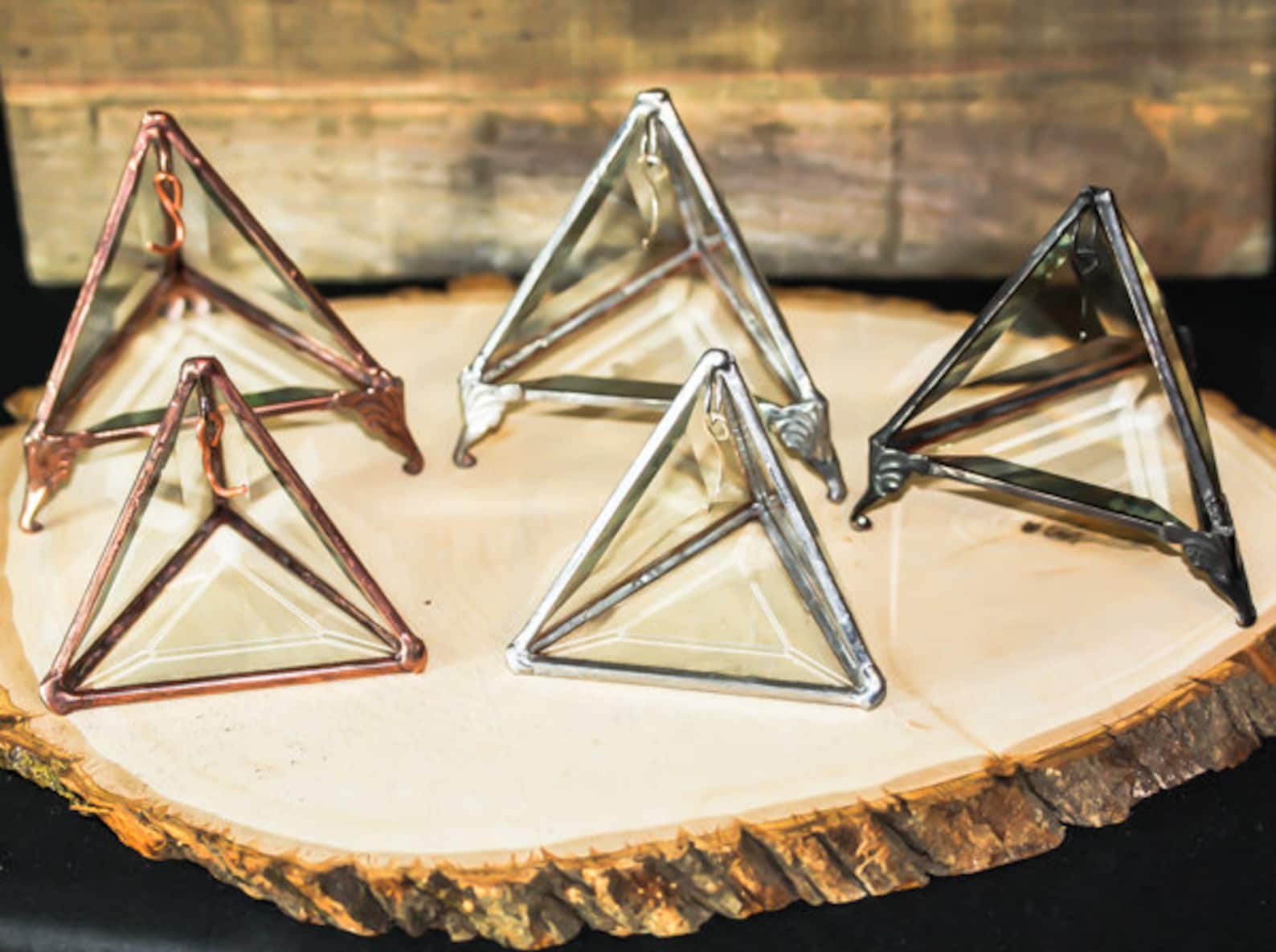 Glass Ring Holder Pyramid Jewelry Display Case Original Etsy