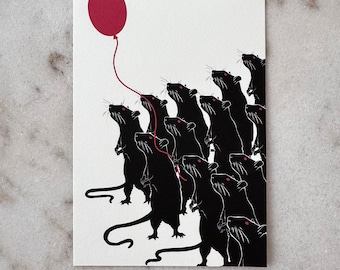 Birthday - Celebration - Card - Rats - CongRATS - 5x7 Archival Framable Card, Design by Print Chapel