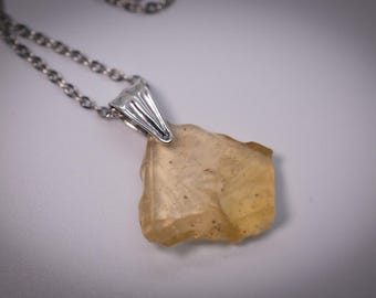 Libyan Desert Glass Minimalist Pendant - Tektite Jewelry - Unisex - Talisman - Amulet