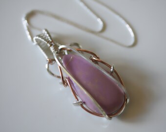 Phosphosiderite Talisman Pendant - Argentium Sterling Silver and 14KT Rose Gold