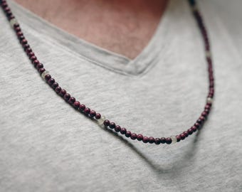 Libyan Desert Glass and Purpleheart Wood Necklace - Lucky 13