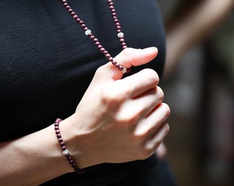 Purpleheart Wood and Libyan Desert Glass Bead Handmade Bracelet