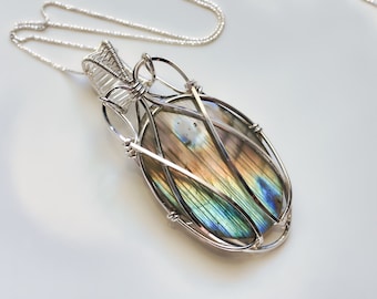 Spectrolite Amulet Pendant - Argentium Sterling Silver