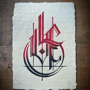 Gothic Calligraphy &quot;LOVE&quot; Linoleum Block