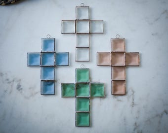 Stained Glass Cross Suncatchers | Communion | Wedding | Christmas | Baptism | Memorial | Easter | Confirmation | Sacred Geometry