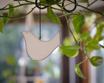 Stained Glass White Dove Suncatcher | Hanging Ornament | Bird Lover | Sympathy | Religious