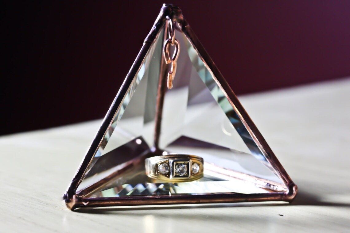 Glass Ring Holder Pyramid Jewelry Display Case Original Etsy