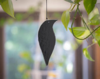 Stained Glass Crow Suncatcher | Hanging Ornament | Bird Lover | Sympathy | Halloween