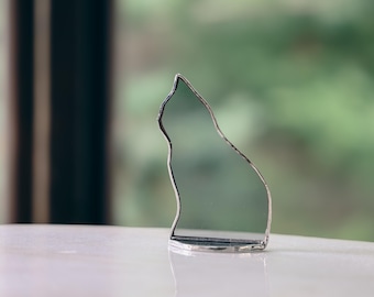 Stained Glass GRAY Cat Memorial Suncatcher ©