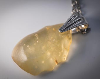 Libyan Desert Glass Minimalist Pendant - Tektite Jewelry - Unisex - Talisman - Amulet