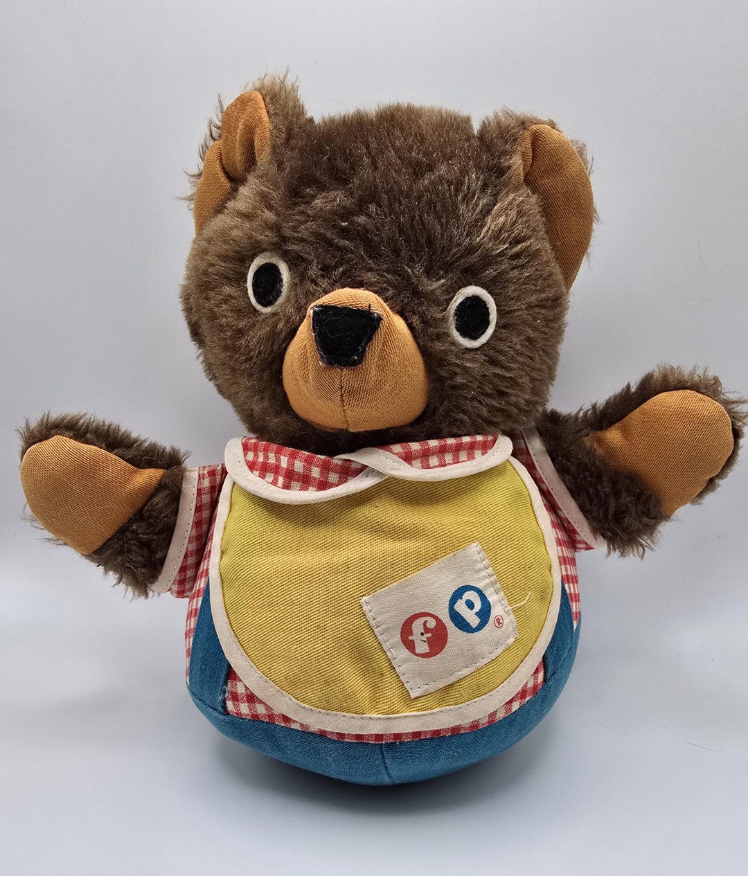 Vintage Fisher Price Roly Poly Teddy Bear Toy - Jingles and Chimes When ...