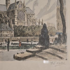 Framed Original Charles Nollet Colored Etching – “Paris - Notre Dame” – Signed & Registered - Includes Certificate of Authenticity