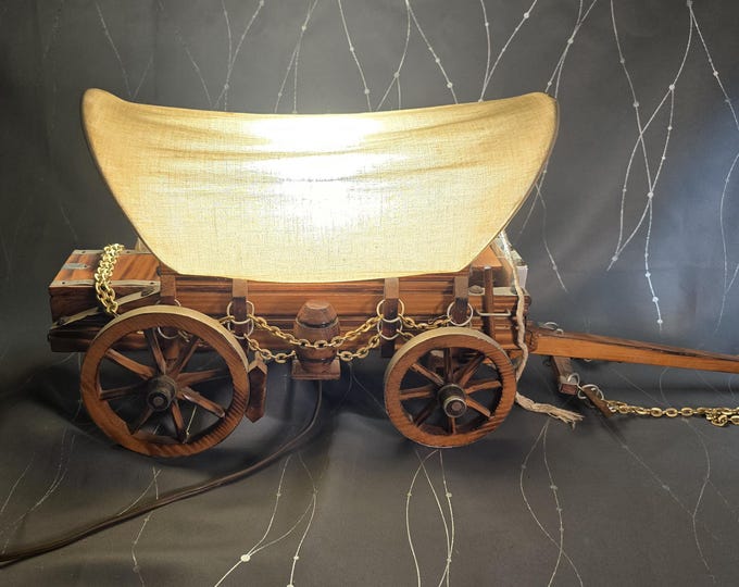 Handmade Covered Wagon Table Lamp With Accessories - Vintage 1960s ...