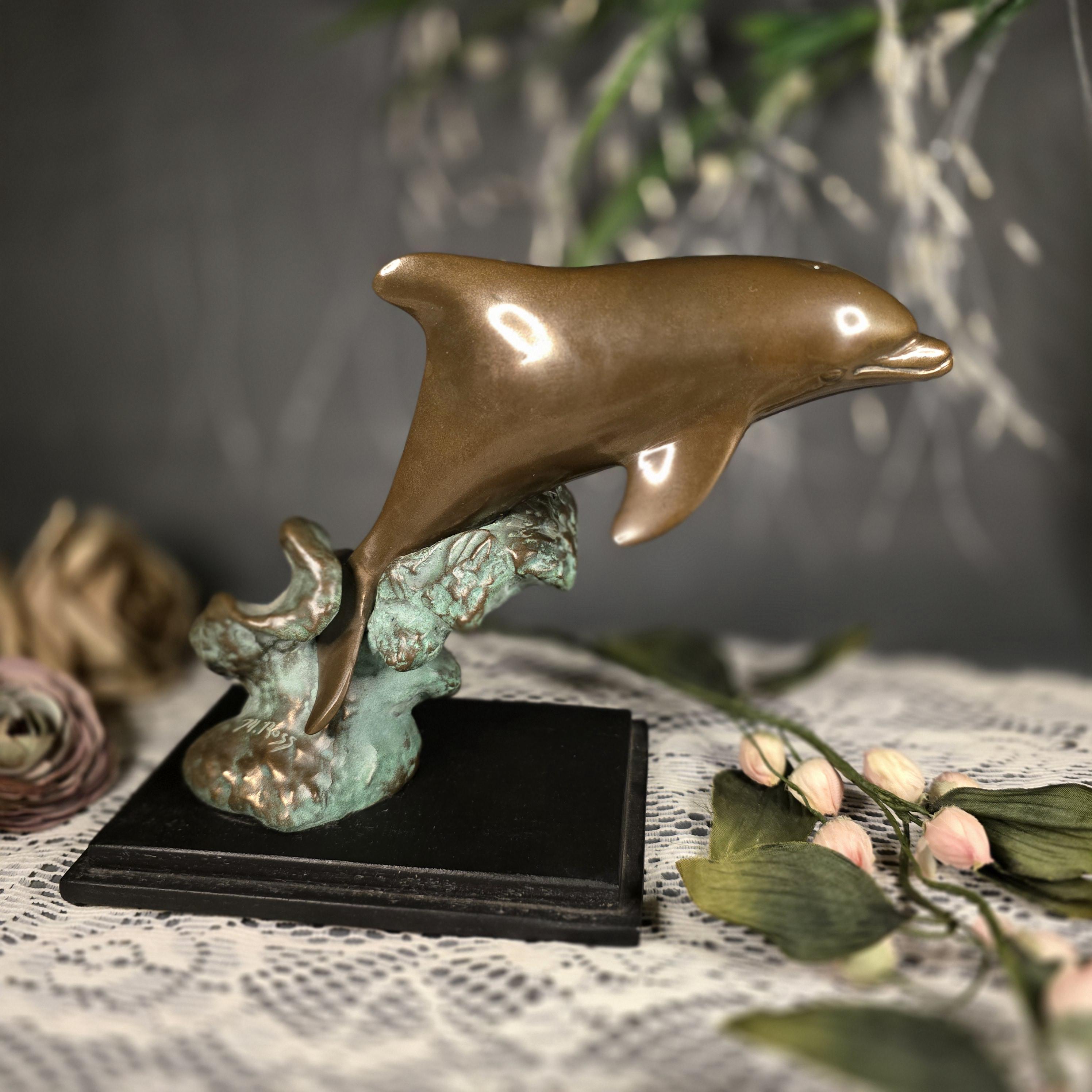 Bronze Dolphin Statue by Mike Ross, 7.25