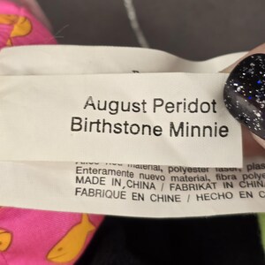 Minnie Mouse Bean Bag Plush - August Peridot Birthstone - Vintage Disney Stuffed Toy with Tags immagine 12