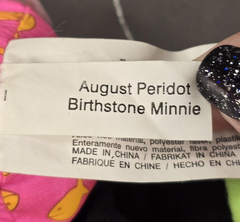 Minnie Mouse Bean Bag Plush - August Peridot Birthstone - Vintage Disney Stuffed Toy with Tags immagine 12