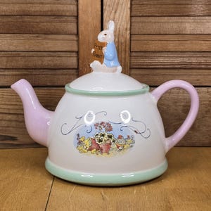 Vintage 2002 Peter Rabbit Ceramic Teapot - Nursery Decor or Easter Centerpiece