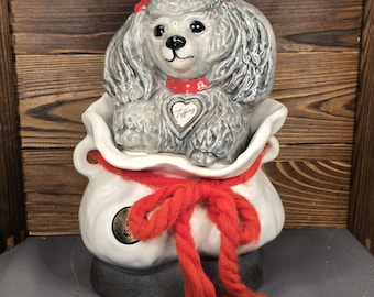 Jim Beam "Tiffiny" the Poodle Ceramic Whiskey Decanter (Empty) - Vintage 1970s Home Bar Decor