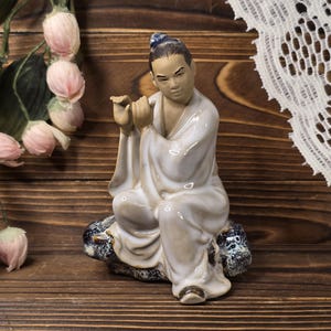 Chinese Wanjiang Mudman Collectible Figurine - Vintage Pottery Shiwan Ware