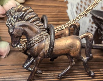 Vintage Brass Chariot Statue With Roman Warrior and Two Horses - Etsy