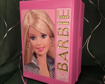 Vintage 2002 Barbie Doll Trunk - Pink Plastic Carry Case - Made in USA