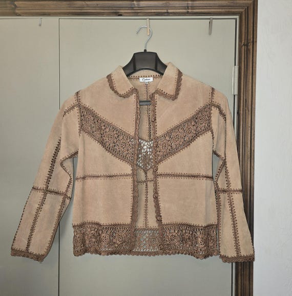 Vintage Carducci Suede Patchwork Jacket with Croc… - image 1