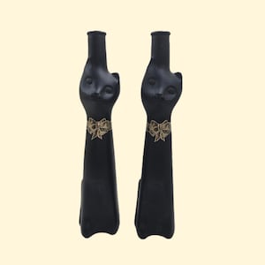 Vintage Black Cat Wine Bottles (Pair) - 2000 Mosel-Saar-Ruwer Riesling Zeller Schwarze Katz - Unique Barware & Decor (EMPTY)