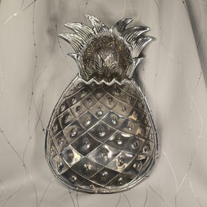 Vintage 2003 Arthur Court Pineapple Chip and Dip Server - Cast Aluminum Tropical Hostess Tray