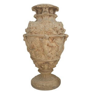 Antique Cellai Signa Terracotta Urn - Authentic Italian Pottery Vase with Imprinted Mark 204 - Late 19th Century Tuscan/Mediterranean Decor