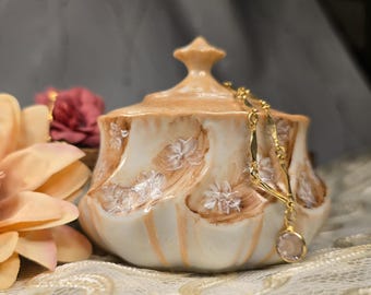 Vintage Hand-Painted Floral Trinket Box - Dainty Dresser or Vanity Decor
