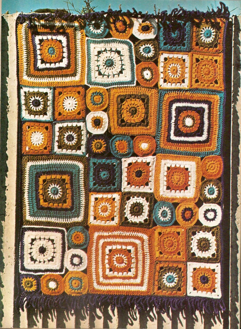 Patchwork Mural Blanket Vintage Crochet Pattern 442 Etsy