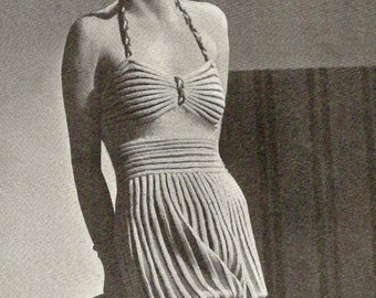 Macacão de praia 1938 padrão de tricô vintage 148