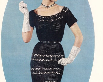 1954 Robe de soirée élégante vintage Crochet Pattern 084