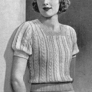 1937 Mock Cable Top Vintage Knitting Pattern 310
