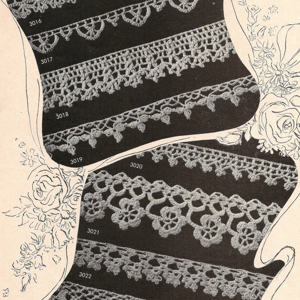 1941 Crocheted Edgings Vintage Crochet Pattern 199