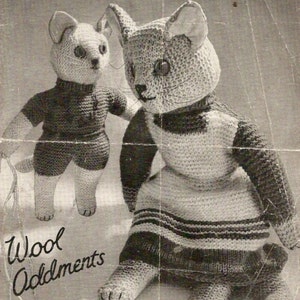 Cat & Kitten Toy Vintage Knitting Pattern 363