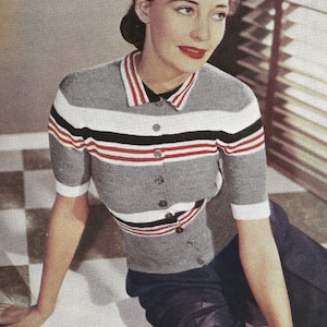 1948 Button Up Jumper Vintage Knitting Pattern 020